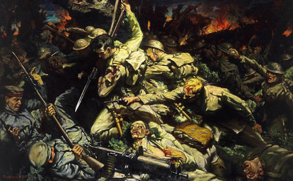 The Battle of Mametz Wood, painted by Christopher Williams, 1918