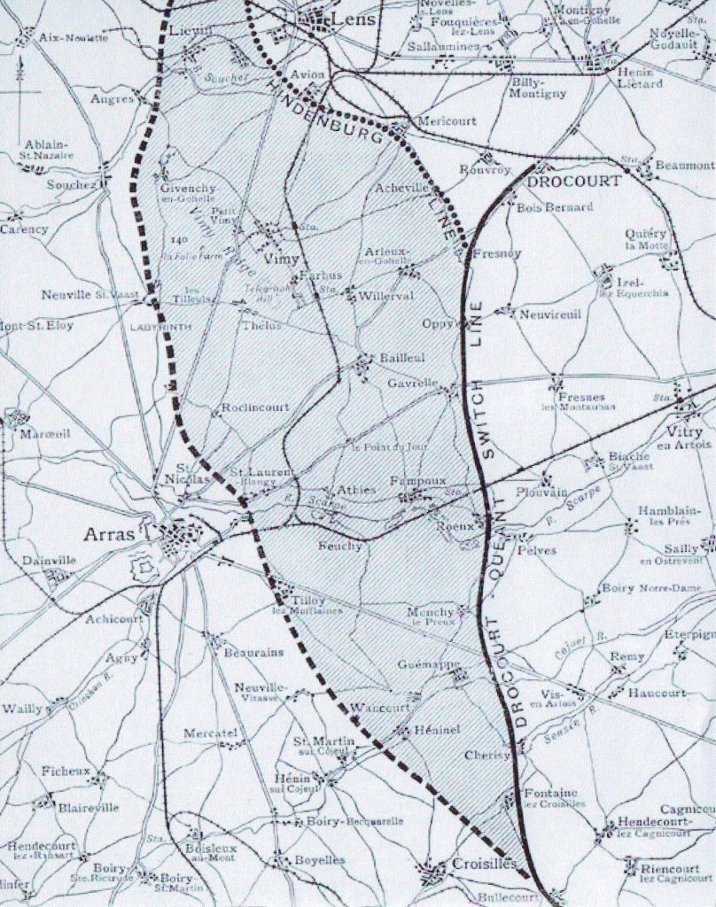 Map showing the Hindenburg Line, 1917